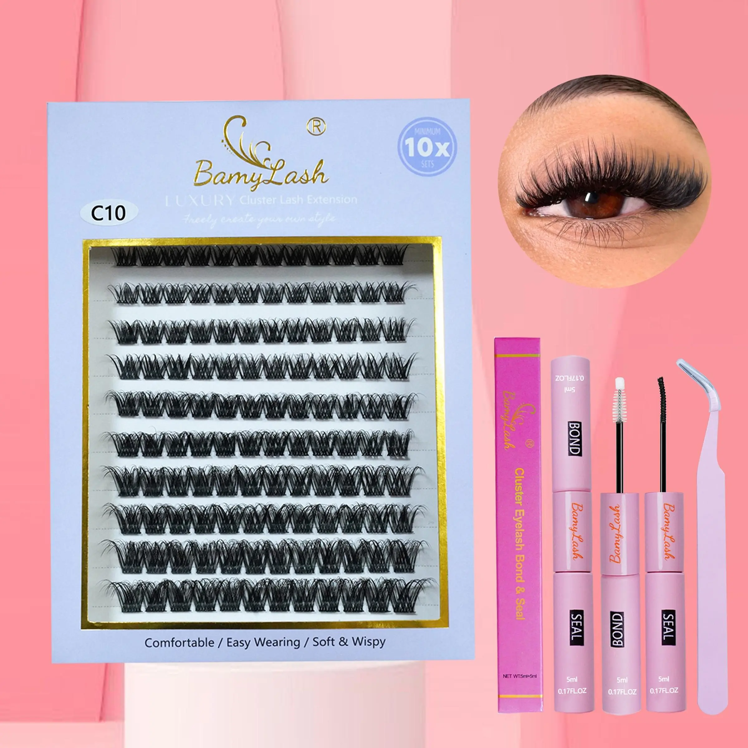 Natural Look Eyelash Extensions Kit, Eyelash Set, DIY Eyelash Extensions, Falsies Eyelashes, 1 Box Individual False Eyelashes with Glue & Tweezers, Professional Eye Makeup Accessories for Women, Cosmetic