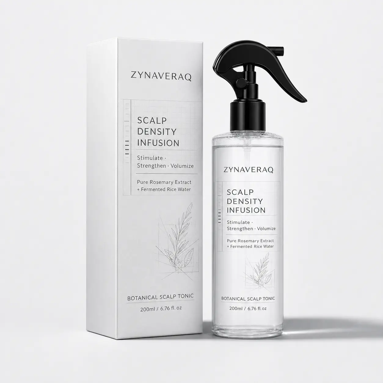 ZYNAVERAQ Scalp Density Infusion 200mL Botanical Scalp Tonic Spray - Rosemary Extract, Fermented Rice Water, Root-Targeted Hair Care Mist for Stronger, Fuller Volume