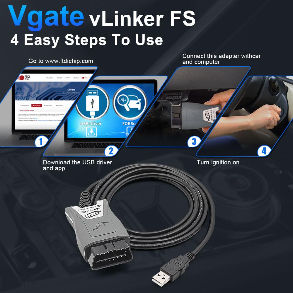 Vgate vLinker FS USB OBD2 Scanner for FORScan, HS/MS-CAN Auto Switch, 3Mbps Transmission Ford F-150 Diagnostic Tool