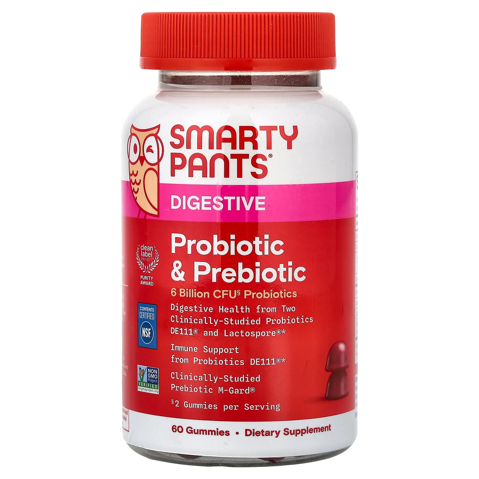 SmartyPants Digestive, Probiotic & Prebiotic Gummies, Grape, 60 Gummies
