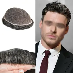 Lyrical Hair Full French Lace Men's Toupee Bleached knots Front Hair System for Men Breathable Men hair piece with Natural Lookk