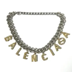 Pre-owned GUCCI Zinc Alloy Small Leather Goods The Hacker Project Script Choker Pendant Necklace Limited