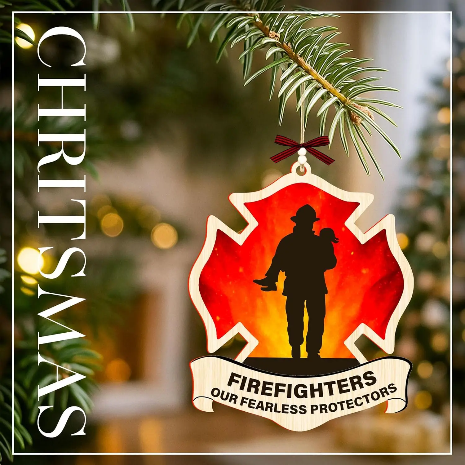 Firefighter Ornament 2025, Fireman Christmas Ornament, Fireman Ornaments for Christmas Tree, Fire Fighter Gifts for Men, Firefighter Christmas Tree Decoration, Army Christmas Ornaments