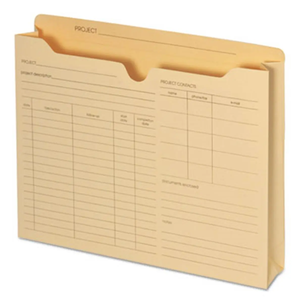 212 MAIN Preprinted Expanded Project Jackets - Manila Paper, Double Ply, Printed Grids, Letter Size, Office Filing Stationery Supplies