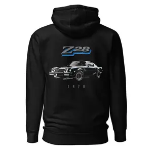 Chevy Classic Car Fans 1978 Camaro Z28 Hoodie for Men Cotton Polyester Blend with Front Pouch Pocket & Warm Hood Streetwear Apparel