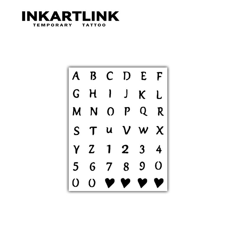 INKARTLINK Tattoo Tech, 2 Sheets Semi-Permanent Temporary Tattoos ,Stylized Alphabets And Numbers,Adult Art Design,Lasts 1-2 Weeks, Waterproof, Realistic Look, No Adhesive, No Reflection,For Man And Woman,Ideal for Swimming, Party