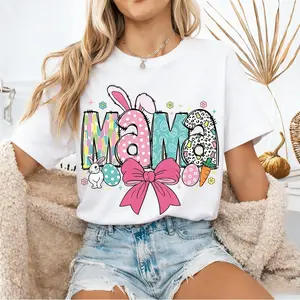Easter Mama Shirt, Easter Mimi Shirt, Easter Granny Sweater, Easter Mom Shirt,Easter Gift For Mom, Mama Bunny Shirt, Easter Mama Outfit - LORA ATCHER Casual Cute Egg Cotton t shirts women