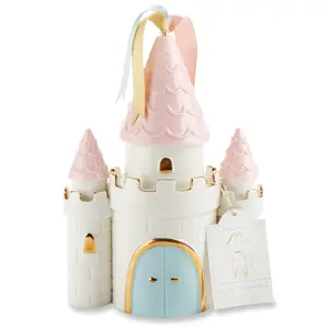 Baby Aspen Simply Enchanted Ceramic Porcelain Princess Castle Piggy Bank Room Decor & Gift, Multicolored , 7.3x4.1x10.2 Inch (Pack of 1)