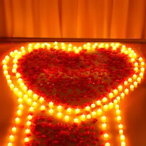 PLL 6000 count Artificial Rose Petals with 72 count Romantic Flameless Candles, LED Heart  Lights  Operated for Valentine's Day Romantic Night Wedding Anniversary Table Party Decoration
