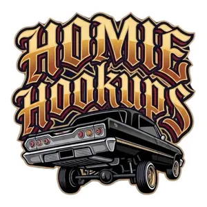 Homie Hookups 63 - Classic Car Design with Bold Typography and Vibrant Colors