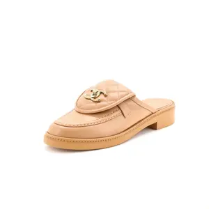 Pre-owned Chanel Women's CC Turnlock Flat Mules Quilted Leather by Rebag