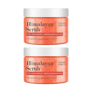 Velvetix Himalayan Salt Body Scrub (2-Pack) – Exfoliating Body & Face Scrub for Smooth Skin, Moisturizing with Collagen, Aloe Vera, Coconut & Jojoba Oil