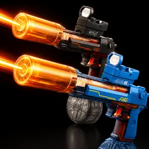 Electric Water Blaster Toy with LED Light Effects, Rechargeable Automatic Summer Water Blaster with Large Capacity Drum, Long Range Pool Beach Backyard Outdoor Toy for Kids & Teens