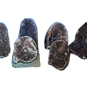 Natural Black Amethyst/Black Quartz Freeform Druze Cut Base Crystal