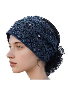 2026 New Beaded Floral Hat for Women, Summer Convenient Fashion Sun Protection Headscarf Wrap Head Covering Hat
