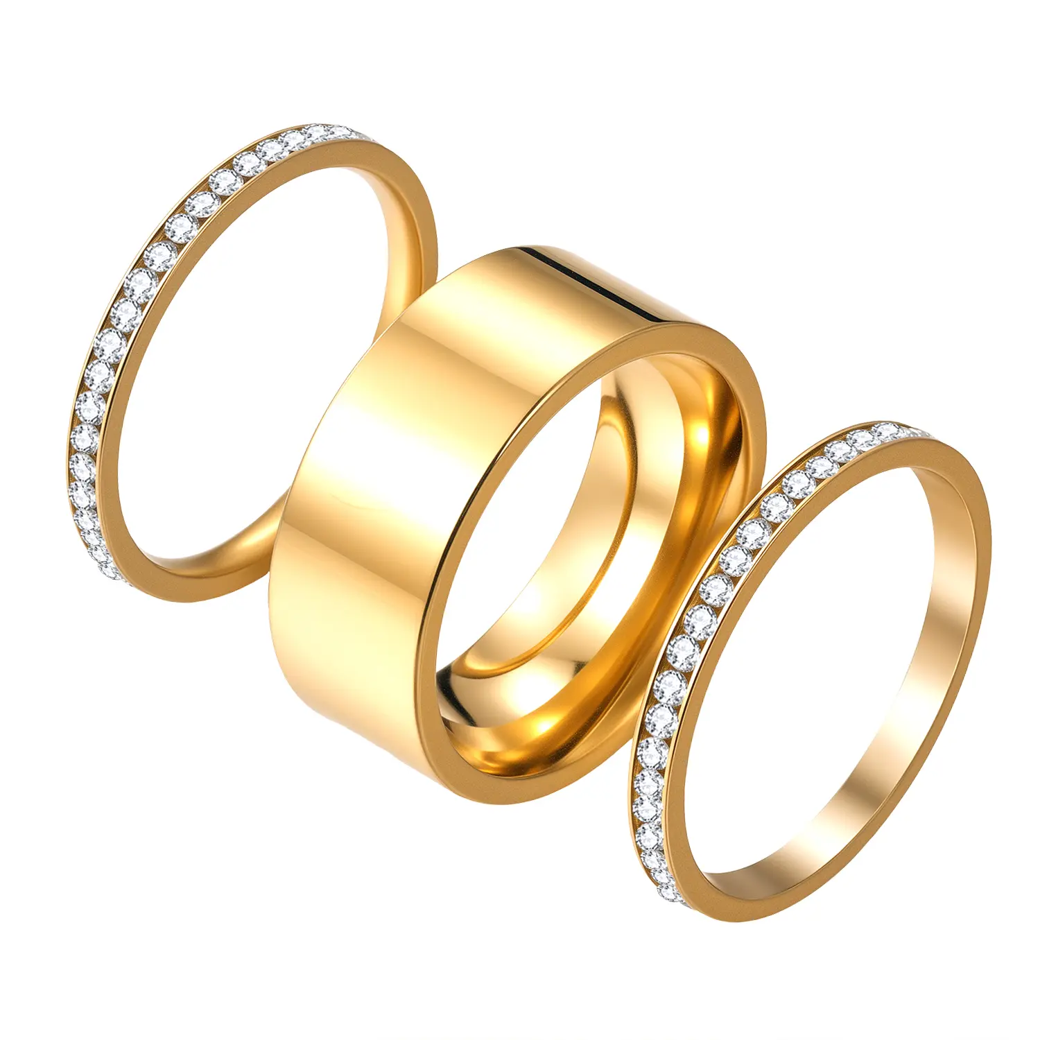 OIDEA Women's Stacking Rings Set - Stainless Steel Cubic Zirconia Gold Rings, Non-Tarnish Tarnish-Proof Jewelry, Fashion Accessories for Women summerwins,summerwins