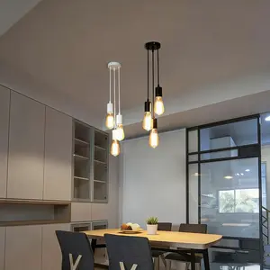 Three-Light Pendant Light, Indoor Lighting, Minimalist Three-Light Ceiling Hanging Lamp, Hardwired Installation, 110cm Adjustable Cord Length, For Living Room, Bedroom, Dining Room, Wrought Iron Industrial Indoor Ceiling Chandelier (Bulbs Not Included)