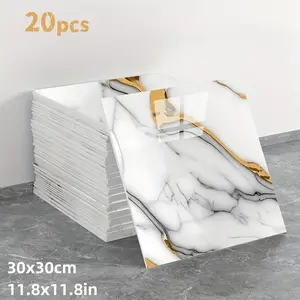 20pcs Marble Pattern Self-Adhesive Wallpaper, Foam Brick Style, Removable Wall Paper for Kitchen and Bathroom Decor, Interior Design, Moisture Proof, Peel and Stick