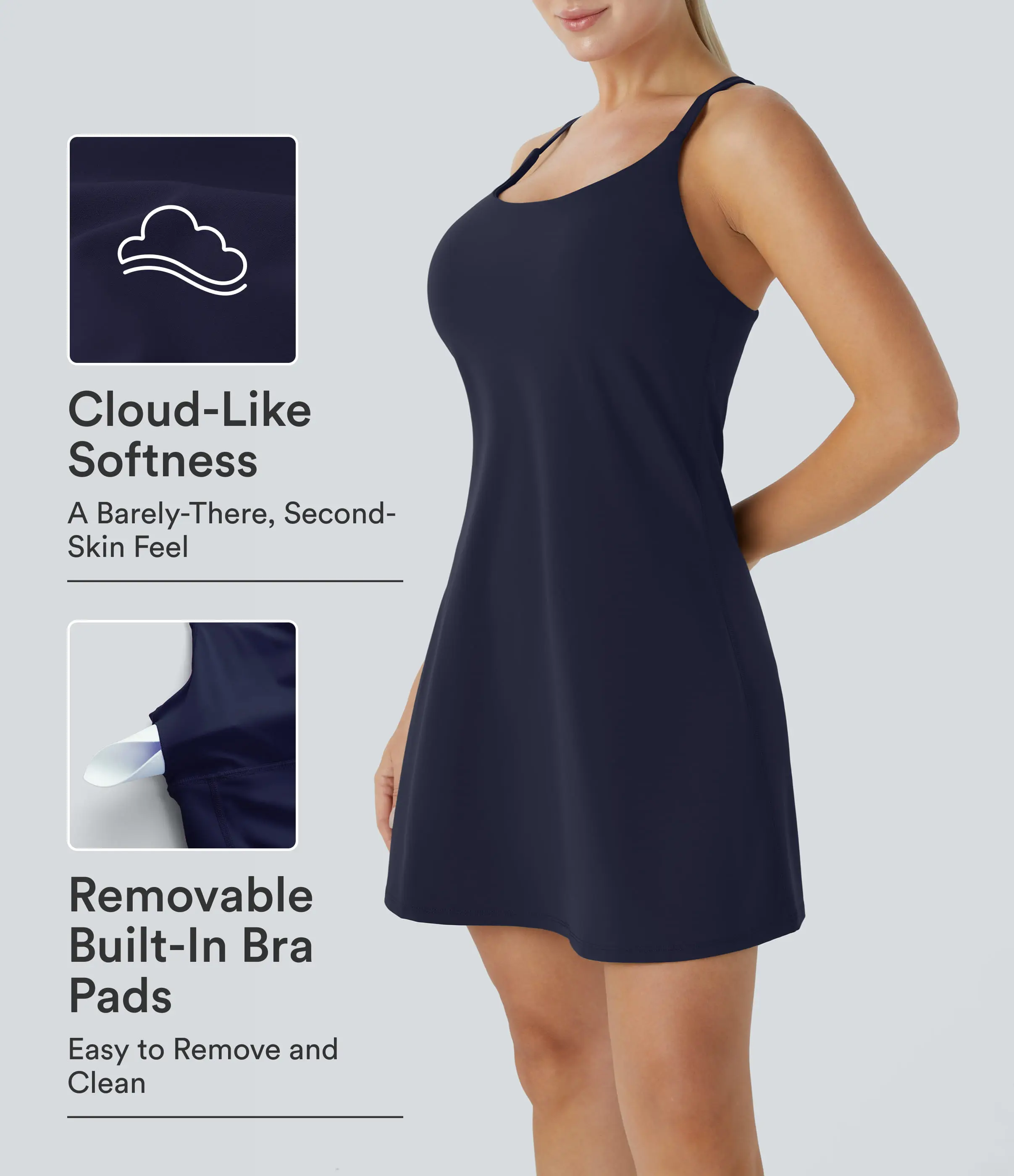 Halara Softlyzero Plush Backless 2-in-1 Pocket Mini Yoga Active Dress