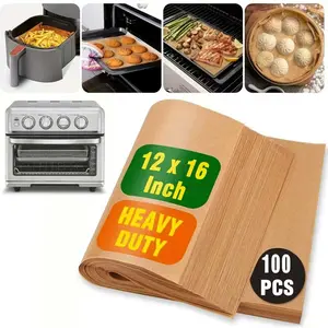 100 Sheets Non-Stick Baking Paper, Pre-Cut 12x16 Inch, Unbleached Oil-Resistant, Heat-Resistant, Food Grade, for Air Fryer, Oven, Cookies, Cake, Bread, BBQ, Holiday Baking