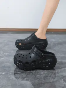 1 Pair Women's Thick-Soled Clogs, Ventilation Hole Design, Anti-Slip Wear-Resistant Outsole, Summer Outdoor Slippers