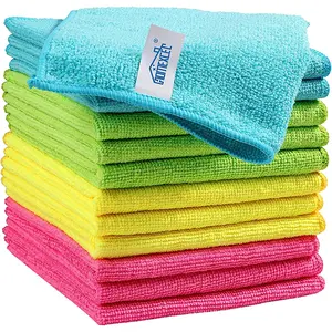 12 Pack Microfiber Cleaning Cloth, Cleaning Rag, Cleaning Towels with 4 Color Assorted, Size 11.5"X11.5"