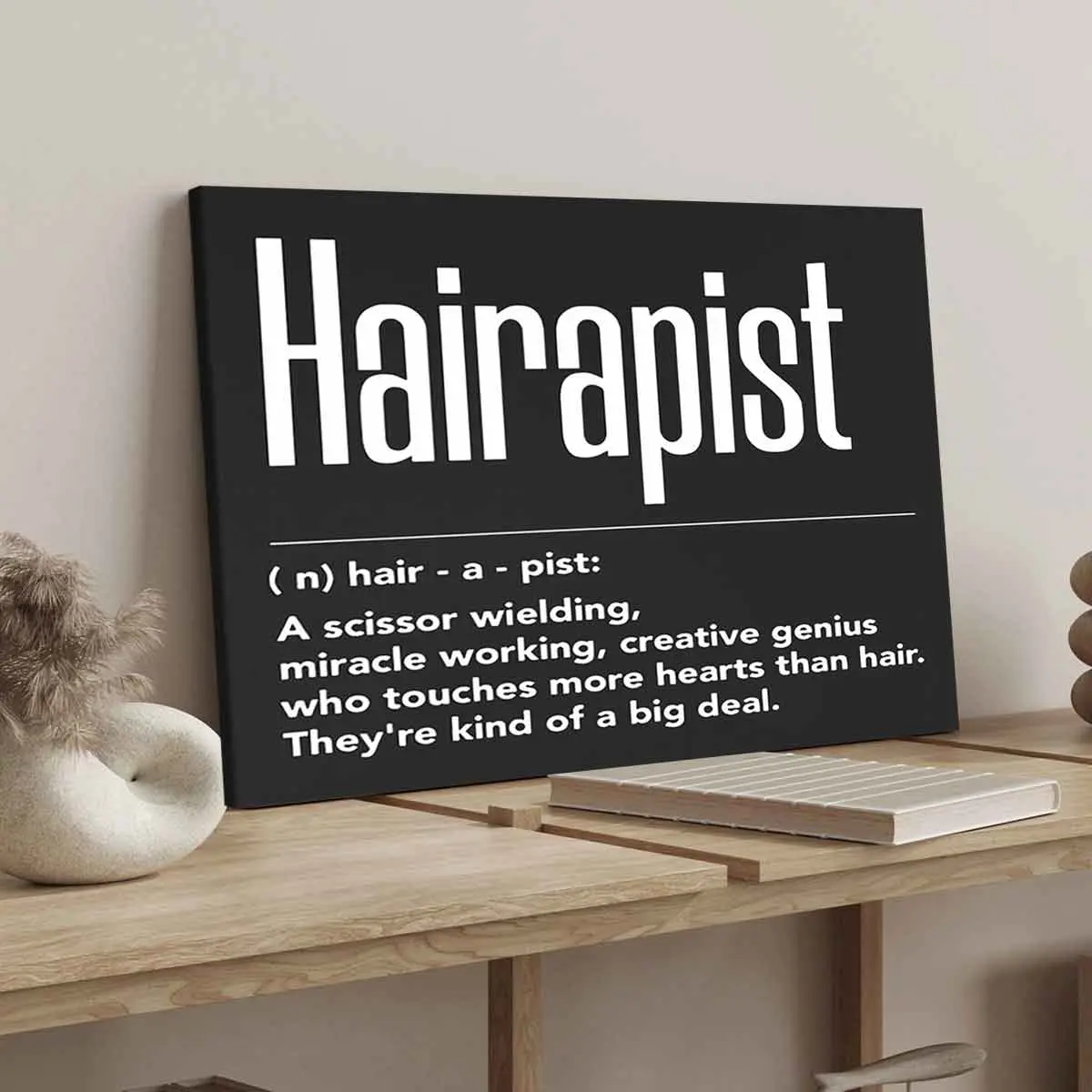 Hairdresser Definition Printing, Sublimated Prints, Wooden Framed Canvas, Modern Art Decoration, Home Decoration, Wall Art, Aesthetic Wall Decor for Living Room, Bedroom, Office, Poster, Artistic, New Print Design, Unique Artwork, Decoration Items