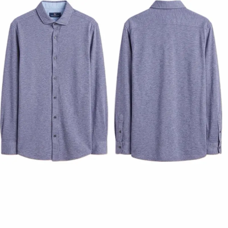 Vineyard Vines Men's Heathered Light Blue Classic Fit Comfy Casual Long Sleeves Button-Down Shirt - Menswear, Elevated Basics, Wardrobe Staples, Casual Fit, Style Inspo, Collared, Comfortable, Casual Wear