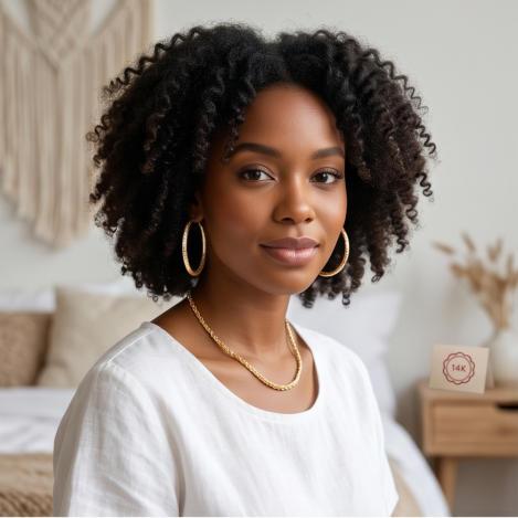 14K Gold Plated Large Hoop Earrings for Women, Sparkling Diamond-Cut Textured Wave Hoops, Hypoallergenic for Sensitive Ears, Lightweight Waterproof & Tarnish Resistant, Secure Click-Top Closure, Perfect for Office Party Date Daily Wear, Ideal Jewelry Gift