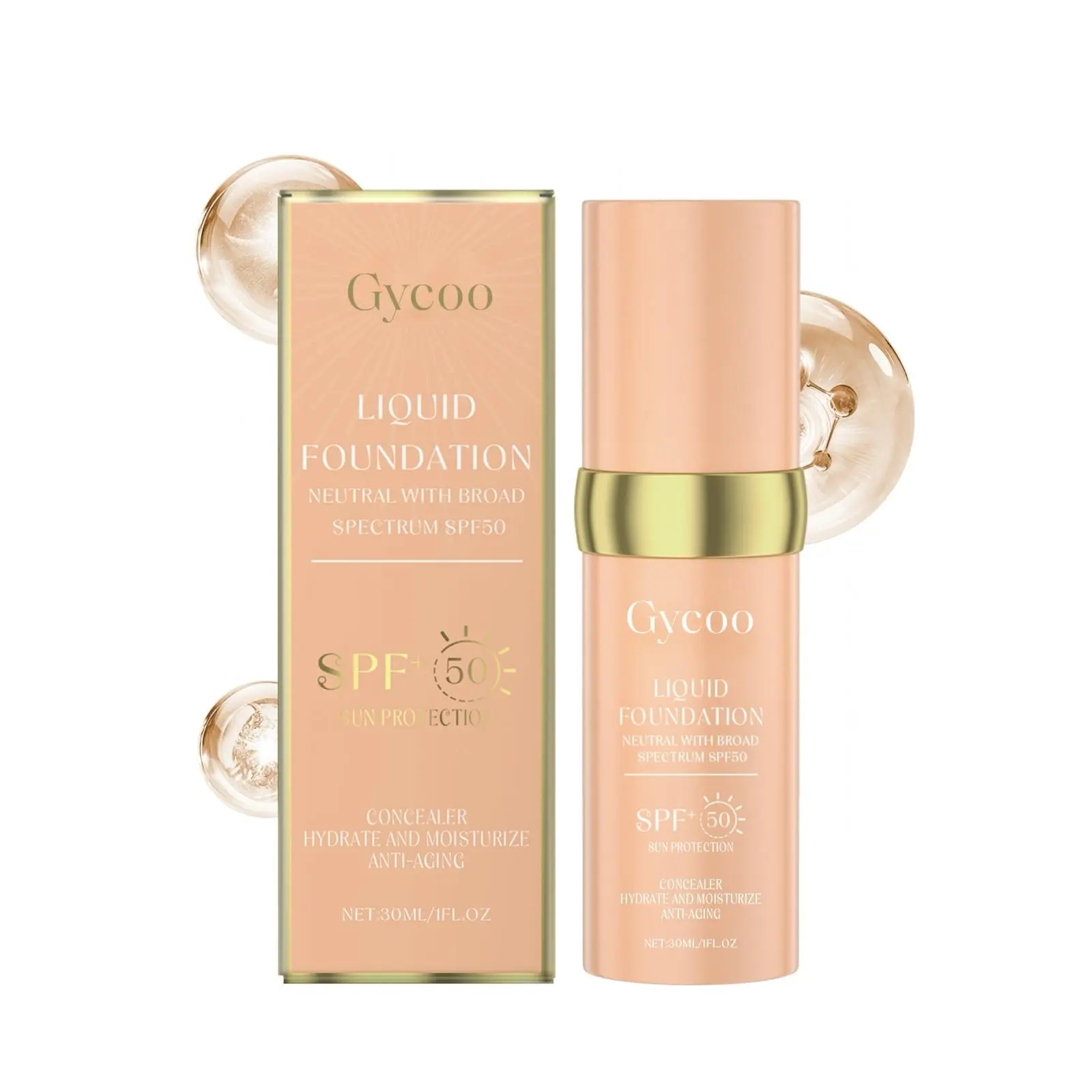 Foundation 4 in 1 - Medium Spectrum with SPF 50+ Inspired, Hydrating Color Changing Foundation Makeup Liquid - Longwearing & Waterproof for Sport, Dancing (Natural Color)