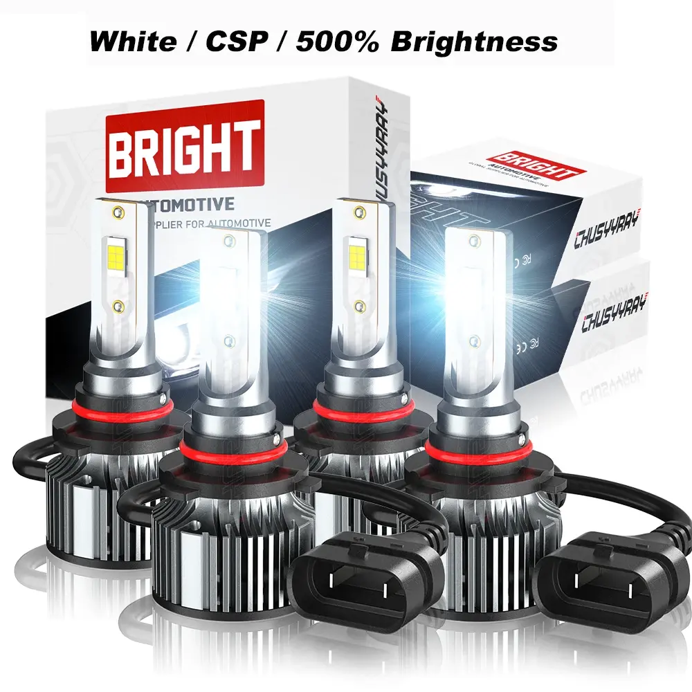 9005 9006 LED Headlights Kit Combo Bulbs 10000K High Low Beam Super White Bright Autos Automotive Led Headlamp