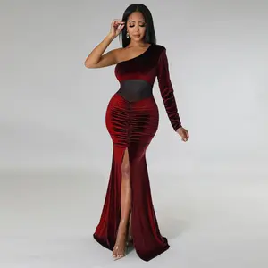 Elegant One-Shoulder Dress with Waist Mesh - Vestido Elegante De Un Solo Hombro Con Malla En La Cintura