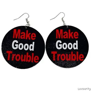 Make Good Trouble Wood Earrings Real Wooden Stylish Earrings Flat Pierced Jewelry Witchy Jewelry