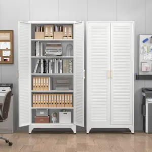 Kitchen Storage Cabinets, 75" Tall Metal Storage Cabinet with Louvered Doors, Kitchen Pantry with 5 Adjustable Shelves, Large Cupboard, Black Locker for Home Office, School, Living Room, Gym organizer cabinet