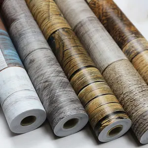 Wood Grain Pattern Self Adhesive Wallpaper, 1 Count Waterproof PVC Wall Sticker, Decorative Wall Paper for Home Kitchen Bathroom Living Room