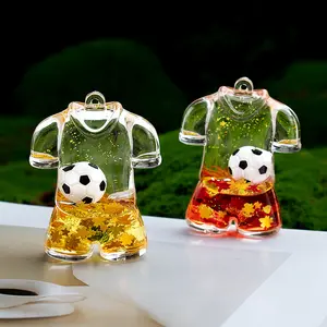 Acrylic liquid sand keychain wholesale, creative football-themed liquid sand bottle pendant and ornament, direct supply from manufacturer
