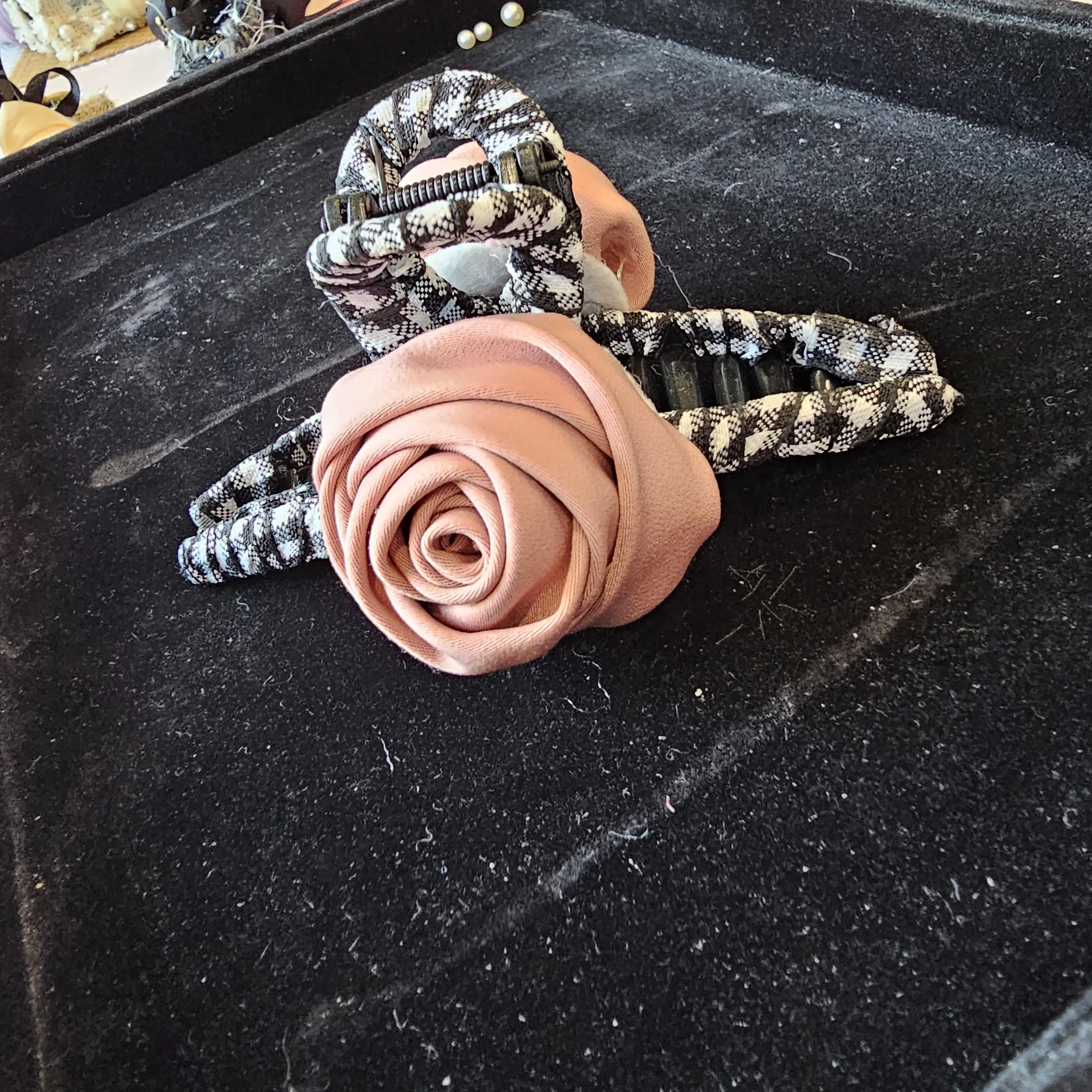 Handmade Fabric Rose Hair Claw Clip