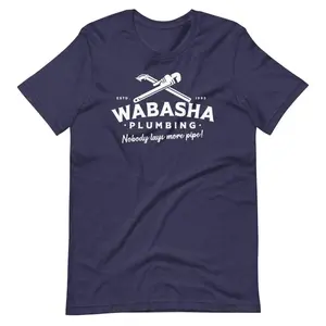 Wabasha Plumbing Nobody Lays More Pipe T-Shirt, Vintage Plumber Wrench Graphic Tee, Classic Cotton Work Shirt for Men Women, Funny Plumbing Slogan Streetwear, Retro Wabasha County Plumbing Print Top, Unique Gift for Plumbers and Dad Joke Enthusiasts