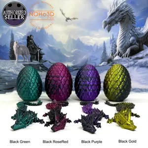 Crystal Dragon with Dragon Egg Articulated Adult Crystal Dragon Silk Finish 4 Dual Colors Option, Fidget Toy Dragon • CinderWing3D - D001-DS
