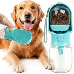 Two-In-One Dog Water Bottle, Leak-Proof Portable Puppy Hydrator, Includes Food Storage, Trash Bag, Ideal for Outdoor Activities, Food Grade Plastic