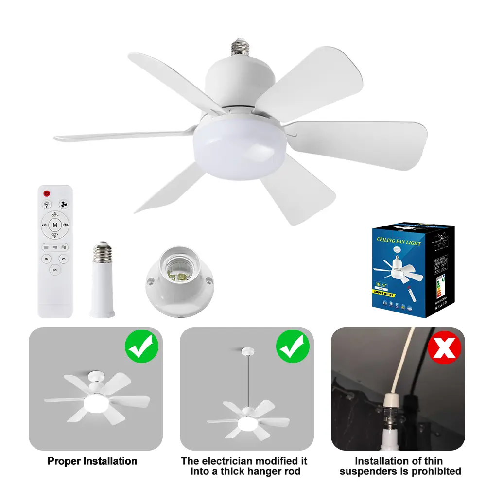 E27 LED Ceiling Fan Light with Remote Control, 3-Speed Adjustable Fan Light for Living Room, Bedroom and Kitchen, Led Lighting Fan, Home Ceiling Lighting, Led Lights Ceiling