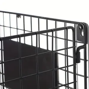 1set Metal Wire Basket Wall Mount, 3 Tier Wall Storage Basket Organizer With Hanging Hooks Chalkboards, Rustic Kitchen Fruit Produce Bin Rack Bathroom Tower Baskets