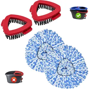 Mop Replace  for O Cedar 2 Tank System, Mop Heads Replacements for Ocedar Rinse Clean Mop, Mop Heads Include 2 Pack Spin Mop Refills and 2 Pack Scrubber Mop  for  2 Tank Spin Mop