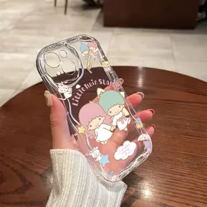 Little Twin Star Cute Cartoon iPhone Case for Models 16 15 14 13 12 11 Pro Max Mini XR XS X 7 8 Plus, Soft Tpu Anti-Fall Protector Back Cover