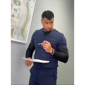 Men's Navy Blue Alpha Scrub Top