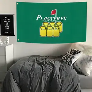 Polyester Golf Flag Banner - "Plastered" Beer Cans Design, Durable Outdoor Garden Flag, 3x5ft, Vibrant Mixed Color, Ideal for Home Yard Decor  Without Metal Rings Tapestry