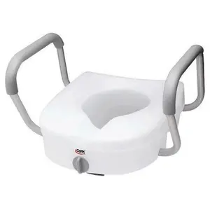Carex EZ Lock Raised Toilet Seat with Armrests