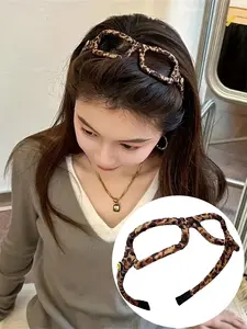 New Women's Fashion Leopard Print Headband, Anti-Slip Vintage Style Hair Accessory, Teeth Design Secure Fit, Eyeglass Frame Headband, Headbands Women, Leopard Print Glasses Frame