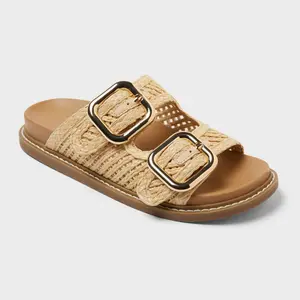 Women’s Wide Width Collin Sandals with Memory Foam Insole - Universal Thread Natural 5.5W