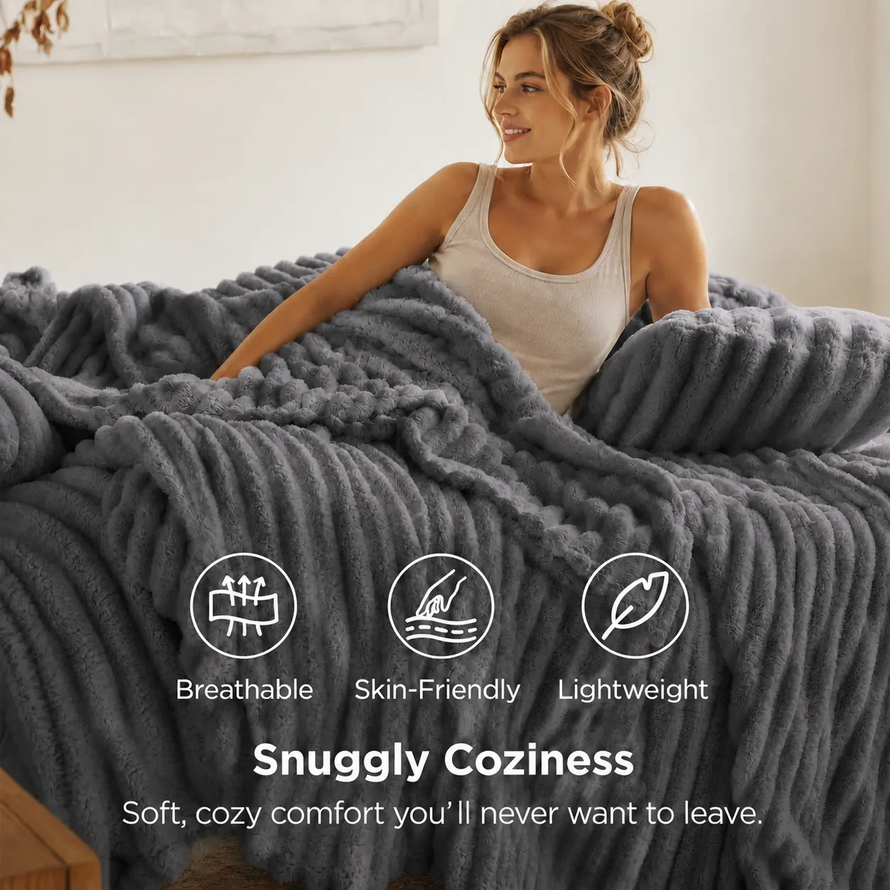 [Halloween Gift ] UFIST Ultra-Soft Plush Throw Blanket for Couch & Bed, Cozy Lightweight Warm Blanket with Elegant Texture for Movie Nights, Bedroom & Sofa